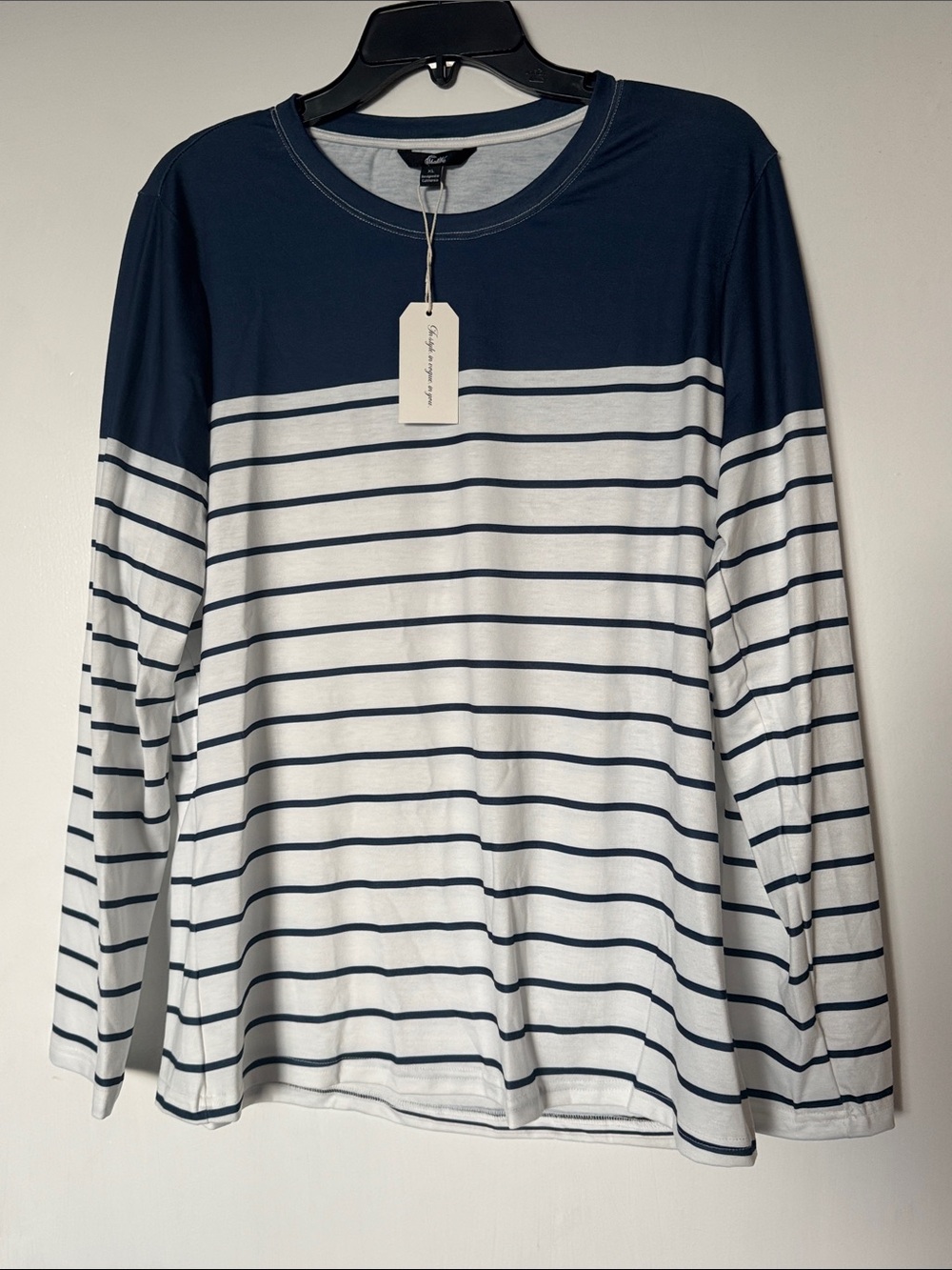 NWT Shall We Navy and White Striped Long Sleeve Tee
